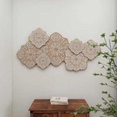 Farmhouse Wood Floral Intricately Carved Wall Decor White - Olivia & May 8 Farmhouse Wood Floral Intricately Carved Wall Decor White - Olivia & May - Image 6