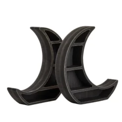 2 Pack Wooden Moon Shelf, Rustic Wall Home Decor, Crystal Holder For Stones Display And Essential Oils (10 X 10 X 2 In) -Decoration Series Shop GUEST 004a5818 36e0 415a a2a4 3953c918379c