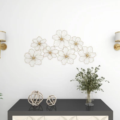 Metal Floral Foiled Wire Wall Decor Gold - Olivia & May 12 Metal Floral Foiled Wire Wall Decor Gold - Olivia & May - Image 10