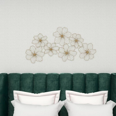 Metal Floral Foiled Wire Wall Decor Gold - Olivia & May 11 Metal Floral Foiled Wire Wall Decor Gold - Olivia & May - Image 9