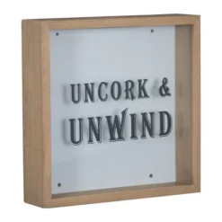 Decoration Series Shop 40 "Uncork & Unwind" Wooden Cork Holder Shadow Box - Foreside Home & Garden