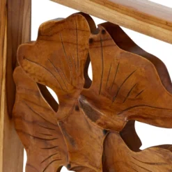 Set Of 3 Teak Wood Floral Handmade Framed Carved Leaf And Wall Decors Brown - Olivia & May -Decoration Series Shop GUEST 12d0b0a6 4dbc 4aae a567 045e0f88f253