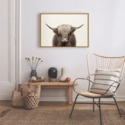 23" X 33" Sylvie Highland Cow Color Framed Canvas By The Creative Bunch Studio Natural - Kate And Laurel -Decoration Series Shop GUEST 18de1989 7142 49fd aa52 2bb8e535a40a