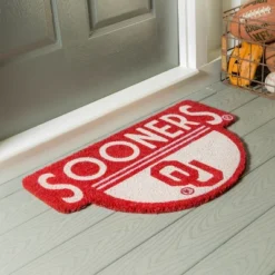 Evergreen University Of Oklahoma Indoor Outdoor Natural Shaped Coir Doormat 1'6"x2'4" Multicolored