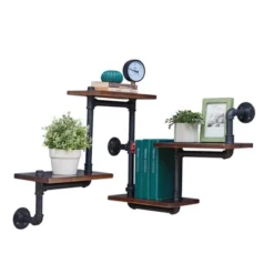 44.5" X 27.6" Tiered Horizontal Industrial Pipe Wall Shelf Brown/Black - Danya B. -Decoration Series Shop GUEST 1f15fc8c e195 4230 806c 295a0b062846