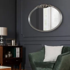 27" X 18.7" Arendahl Oval Wall Mirror Silver - Kate & Laurel All Things Decor -Decoration Series Shop GUEST 20df53be d50a 4a69 a339 a44a0b356ea9