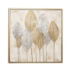 Canvas Leaf Framed Wall Art With Gold Frame Brown - CosmoLiving By Cosmopolitan -Decoration Series Shop GUEST 21aee20a 4c5f 49a4 9b5e f4afa8dedb87