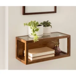 18" X 8" Wessler Decorative Wood Box Shelf Rustic Brown - Kate & Laurel All Things Decor -Decoration Series Shop GUEST 297b0aaf 440c 41d8 ba6f e98360f1133c