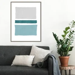 22" X 30" Painted Weaving V Blue Green By Piper Rhue Framed Canvas Wall Art Gray Wash - Amanti Art -Decoration Series Shop GUEST 2a7d76ee 6e4d 451e ab59 d61ba54e77a7