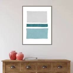 22" X 30" Painted Weaving V Blue Green By Piper Rhue Framed Canvas Wall Art Gray Wash - Amanti Art -Decoration Series Shop GUEST 2bd90802 8cdb 428d 9b6b 29d7140f0362