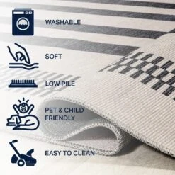 Vichy Geometric Striped Machine-Washable Indoor Area Rug - JONATHAN Y 14 Vichy Geometric Striped Machine-Washable Indoor Area Rug - JONATHAN Y -Decoration Series Shop GUEST 345806d2 7738 40d8 9c91 736a57f0e6a3