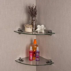 (Set Of 2) 10" X 10" Radial Floating Shelves Clear Glass - Danya B. -Decoration Series Shop GUEST 37e97616 ed57 4814 9bd8 0e0225dc16df