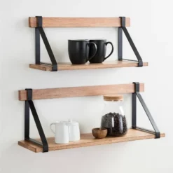 24" X 9" (Set Of 2) Willmann Wood Decorative Wall Shelf Set Rustic Brown/Black - Kate & Laurel All Things Decor -Decoration Series Shop GUEST 3ad0980c 8fb7 49e3 9f9a 8e1aca321484