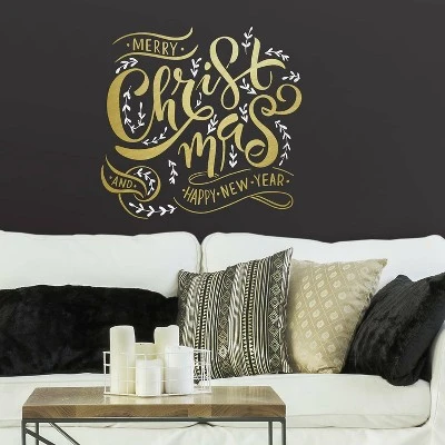 Merry Christmas Quote Peel And Stick Giant Wall Decal With Metallic Ink Gold - RoomMates 3 Merry Christmas Quote Peel And Stick Giant Wall Decal With Metallic Ink Gold - RoomMates