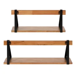 24" X 9" (Set Of 2) Willmann Wood Decorative Wall Shelf Set Rustic Brown/Black - Kate & Laurel All Things Decor -Decoration Series Shop GUEST 3eb27161 ecea 4494 9e98 8d16e31a899b
