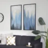 Contemporary Canvas Abstract Framed Wall Art With Black Frame Set Of 2 Blue - Olivia & May