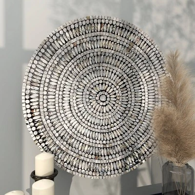 Mother Of Pearl Plate Handmade Mosaic Wall Decor Silver - Olivia & May 12 Mother Of Pearl Plate Handmade Mosaic Wall Decor Silver - Olivia & May - Image 10