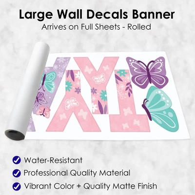 Big Dot Of Happiness Beautiful Butterfly - Peel And Stick Floral Birthday Party Large Banner Wall Decals - Happy Birthday 6 Big Dot Of Happiness Beautiful Butterfly - Peel And Stick Floral Birthday Party Large Banner Wall Decals - Happy Birthday - Image 4