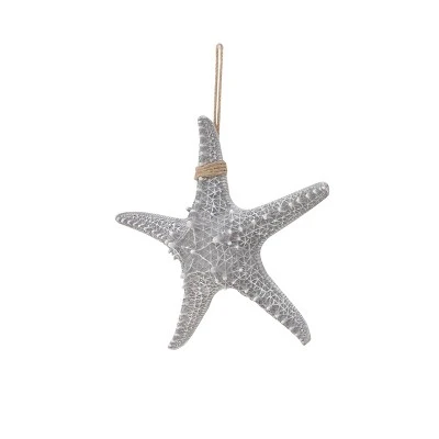 Polystone Starfish Wall Decor With Hanging Rope Gray - Olivia & May 5 Polystone Starfish Wall Decor With Hanging Rope Gray - Olivia & May - Image 3