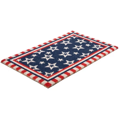 Northlight Blue And Red Americana Stars And Striped Border Coir Outdoor Doormat 18" X 30" 6 Northlight Blue And Red Americana Stars And Striped Border Coir Outdoor Doormat 18" X 30" - Image 4