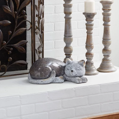 7" Magnesium Oxide Country Cats Garden Sculpture Gray - Olivia & May 3 7" Magnesium Oxide Country Cats Garden Sculpture Gray - Olivia & May