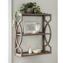 25" X 28" Raines Wood Decorative Wall Shelf Gray - Kate & Laurel All Things Decor 16 25" X 28" Raines Wood Decorative Wall Shelf Gray - Kate & Laurel All Things Decor -Decoration Series Shop GUEST 471ef474 684c 4d27 b74a 273759102955