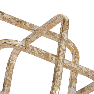 Small Distressed Gold Cube Metal Decorative Sculpture - Foreside Home & Garden 5 Small Distressed Gold Cube Metal Decorative Sculpture - Foreside Home & Garden - Image 3