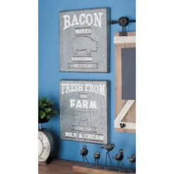 Set Of 2 Farmhouse Metal Wall Decors Gray - Olivia & May