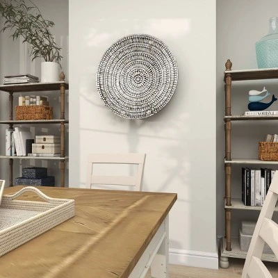 Mother Of Pearl Plate Handmade Mosaic Wall Decor Silver - Olivia & May 6 Mother Of Pearl Plate Handmade Mosaic Wall Decor Silver - Olivia & May - Image 4