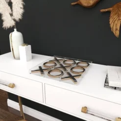 12" Modern Acrylic And Iron Tic Tac Toe Set - Olivia & May -Decoration Series Shop GUEST 4d16ef0e 36db 4c3f 9793 76c3d6e4b4ce