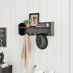 25" X 9" Entryway Floating Utility Wall Shelf With Hooks Black - Danya B. -Decoration Series Shop GUEST 4d5028c9 f699 48cc af54 c1cdbf9af6c5