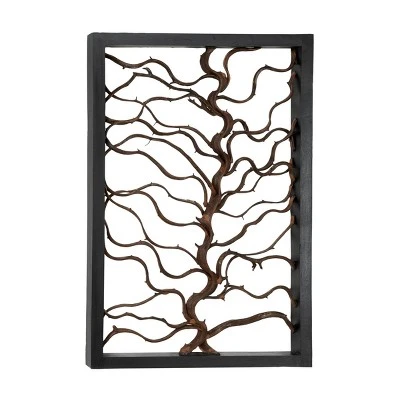 Wood Tree Branch Wall Decor With Black Frame Brown - Olivia & May 11 Wood Tree Branch Wall Decor With Black Frame Brown - Olivia & May - Image 9