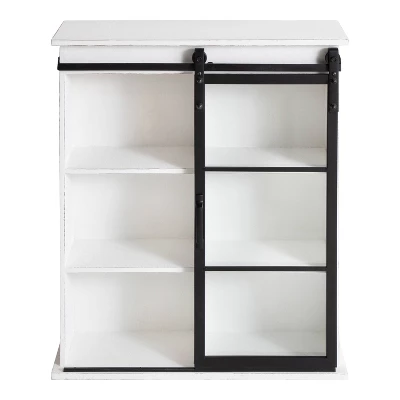 22" X 28" Barnhardt Decorative Wooden Wall Cabinet With Sliding Glass Door White - Kate & Laurel All Things Decor 5 22" X 28" Barnhardt Decorative Wooden Wall Cabinet With Sliding Glass Door White - Kate & Laurel All Things Decor - Image 3