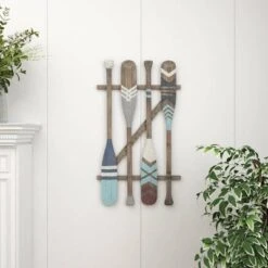Coastal Wood Paddle Wall Decor With Arrow And Stripe Patterns - Olivia & May -Decoration Series Shop GUEST 57bad9b4 c4cf 4250 9cb2 1d3b800ee6bc