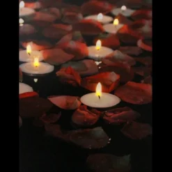 Northlight White And Red Rose Petal LED Flickering Canvas Wall Art 15.75" X 11.75"