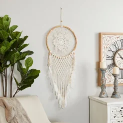 Cotton Macrame Handmade Intricately Woven Dreamcatcher Wall Decor With Beaded Fringe Tassels White - Olivia & May -Decoration Series Shop GUEST 58e73f55 928a 4e18 83c2 6fd506ce34f7