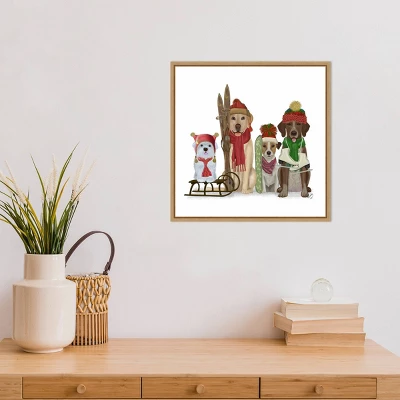 16" X 16" Christmas Dogs Winter Sports Fans By Fab Funky Framed Canvas Wall Art - Amanti Art 7 16" X 16" Christmas Dogs Winter Sports Fans By Fab Funky Framed Canvas Wall Art - Amanti Art - Image 5
