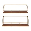 2pc Westland Wood And Metal Floating Wall Shelves Walnut Brown - Kate & Laurel All Things Decor