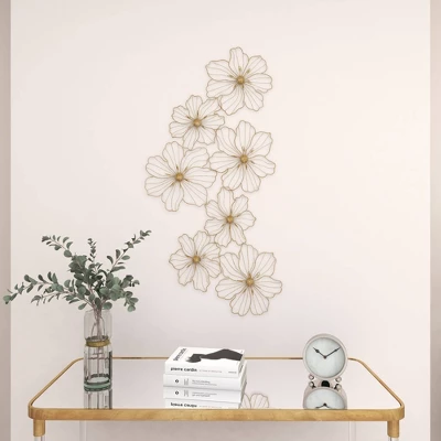 Metal Floral Foiled Wire Wall Decor Gold - Olivia & May 9 Metal Floral Foiled Wire Wall Decor Gold - Olivia & May - Image 7