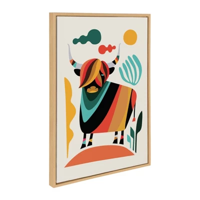 22" X 33" Sylvie Cow Framed Canvas Wall Art By Rachel Lee Natural - Kate And Laurel 3 22" X 33" Sylvie Cow Framed Canvas Wall Art By Rachel Lee Natural - Kate And Laurel