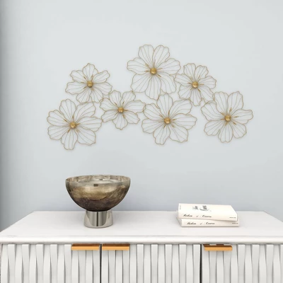 Metal Floral Foiled Wire Wall Decor Gold - Olivia & May 10 Metal Floral Foiled Wire Wall Decor Gold - Olivia & May - Image 8