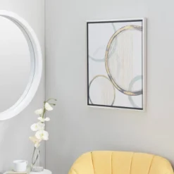 Canvas Abstract Circles Framed Wall Art With Silver Frame Multi Colored - Olivia & May