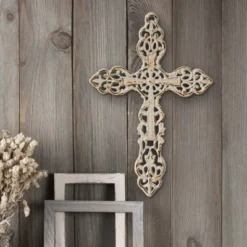 13" X 8.6" Decorative Distressed Cast Iron Wall Cross Worn White - Stonebriar Collection -Decoration Series Shop GUEST 6f205cf6 0178 4cee ae94 25649c18abba