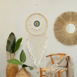 Cotton Macrame Handmade Intricately Woven Dreamcatcher Wall Decor With Beaded Fringe Tassels White - Olivia & May -Decoration Series Shop GUEST 70ca47b4 7850 4f04 9068 616c4d9f58e6