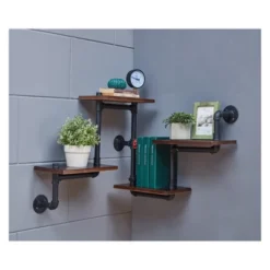 44.5" X 27.6" Tiered Horizontal Industrial Pipe Wall Shelf Brown/Black - Danya B. -Decoration Series Shop GUEST 715df697 a26b 45b2 9a9d 72dfc28f93e7