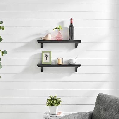 24" Set Of 2 Floating Wall Decor Display Ledge Shelves Black - Danya B. 3 24" Set Of 2 Floating Wall Decor Display Ledge Shelves Black - Danya B.