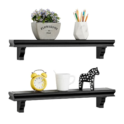 24" Set Of 2 Floating Wall Decor Display Ledge Shelves Black - Danya B. 8 24" Set Of 2 Floating Wall Decor Display Ledge Shelves Black - Danya B. - Image 6