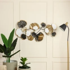 LuxenHome White, Black, And Gold Metal Ginkgo Leaves Modern Wall Decor -Decoration Series Shop GUEST 7bc6272e 102d 4e78 88fc 31f7b061dfdc