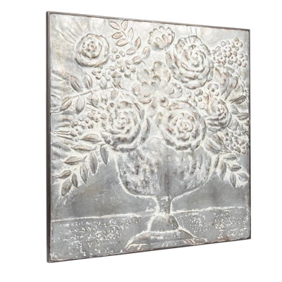 Square Metal Floral Bouquets Wall Décor - Storied Home 5 Square Metal Floral Bouquets Wall Décor - Storied Home - Image 3