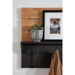 42" X 22" Samuels Decorative Wall Shelf With Hooks Rustic Brown/Black - Kate & Laurel All Things Decor -Decoration Series Shop GUEST 85b9802f 80e6 4364 8a1d b7eb5f5b33d2